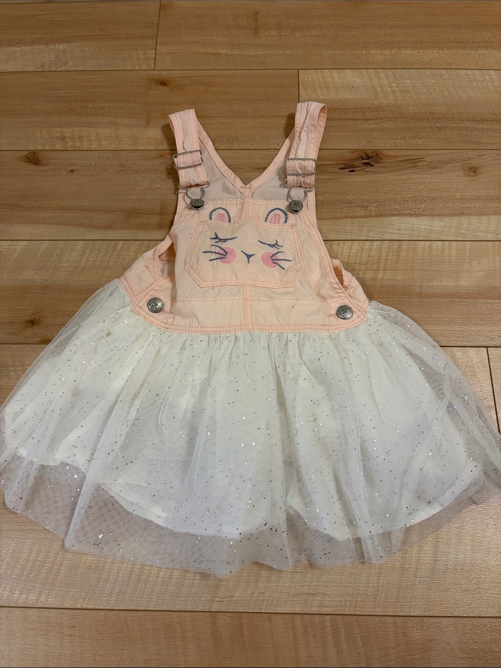 Pink bunny overall dress with glitter skirt